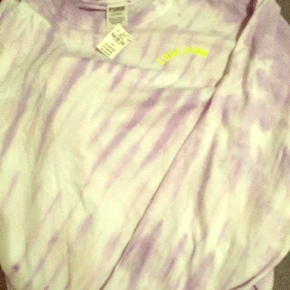 NWT VICTORIAS SECRET PINK LONG SLEEVES TYE DYE T